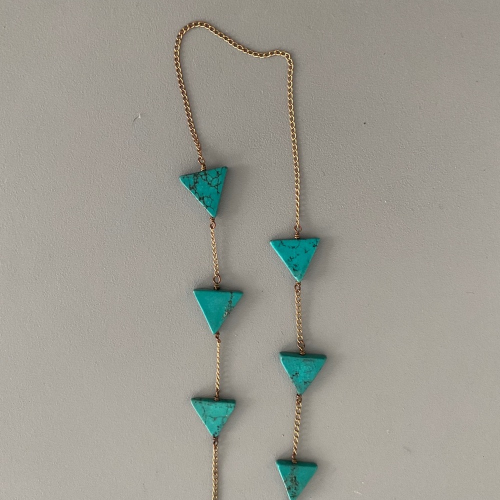 Geometric turquoise triangle necklace